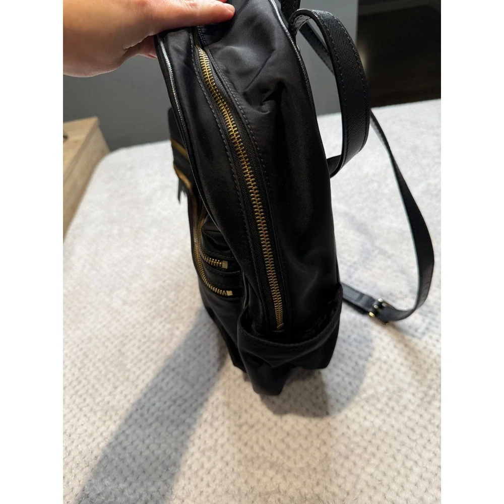 Kate Spade New York Black Nylon Backpack Gold Hardware Office Travel School